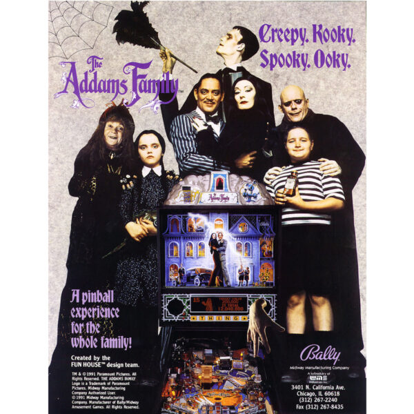 Addams Family Pinball Machine Flyer