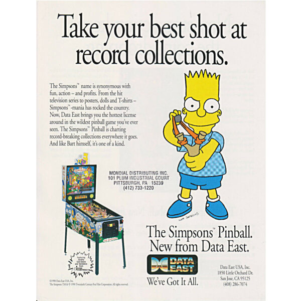 Simpsons Pinball Machine Flyer