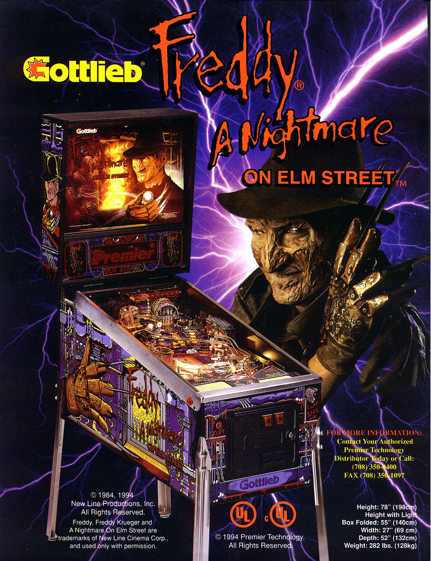 Freddy A Nightmare On Elm Street Pinball Machine Elite Home Gamerooms