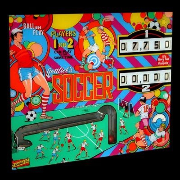 Soccer Pinball Machine by Gottlieb Backglass