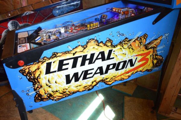 SOLD - 1992 Data East Lethal Weapon 3  3 Ball Multi-ball   Brand New Translite Side Art Blades And Speaker Panel Decal Added