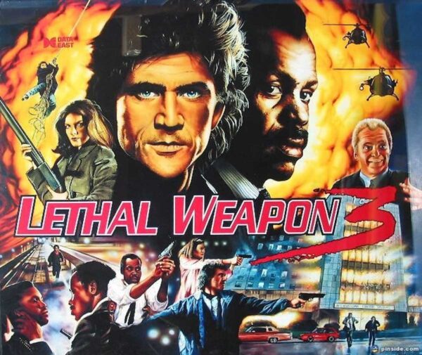 Lethal Weapon 3 Pinball Machine Backglass
