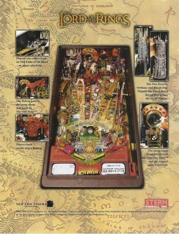 Stern THE LORD OF THE RINGS Pinball flyer good original 