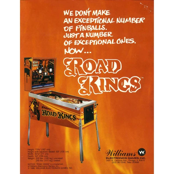 Road Kings Pinball Machine Flyer