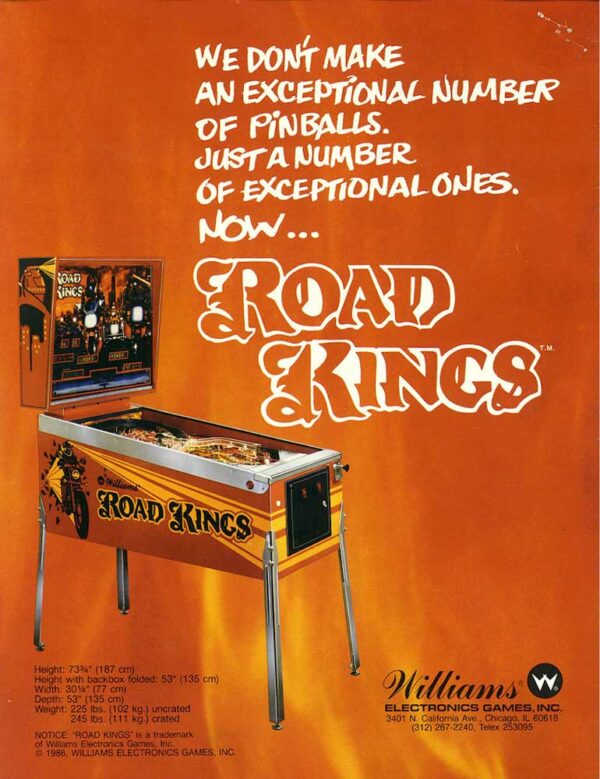 Road Kings Pinball Machine Flyer