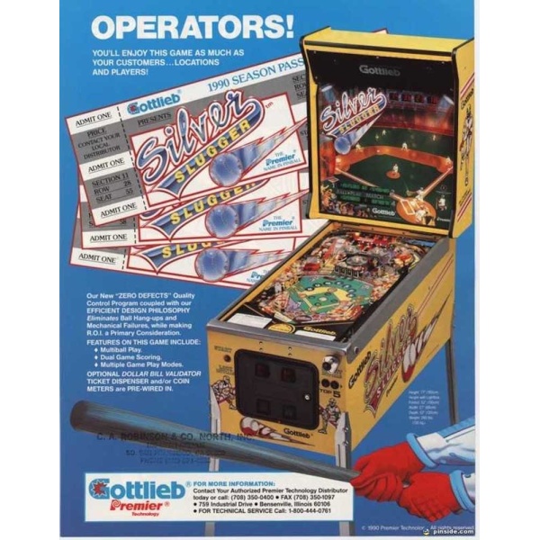 Silver Slugger Pinball Machine Flyer