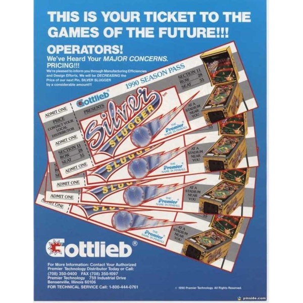 Silver Slugger Pinball Machine Flyer
