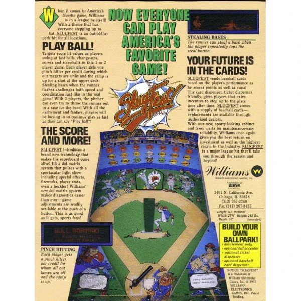 Slugfest Pinball Machine by Williams Flyer