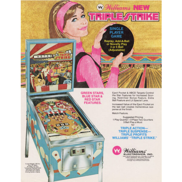 Triple Strike Pinball Machine Flyer