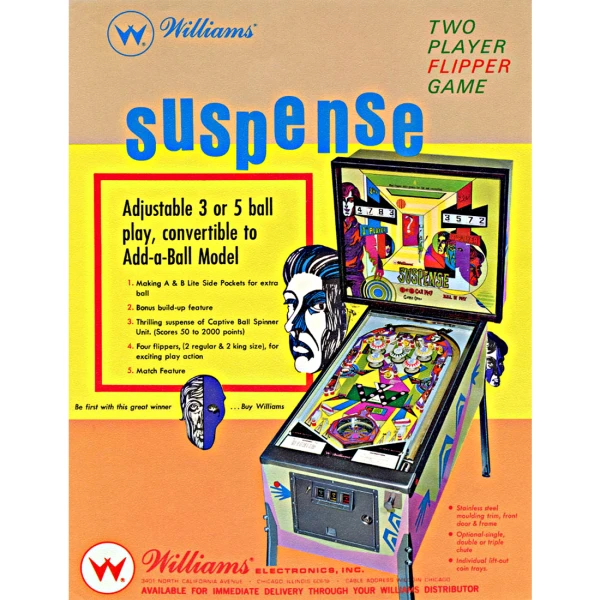 Suspense Pinball Machien Flyer
