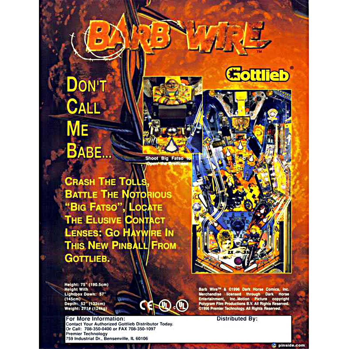 Barb Wire Pinball Machine Elite Home Gamerooms