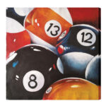8, 12 and 13 Billiard Balls Oil Painting