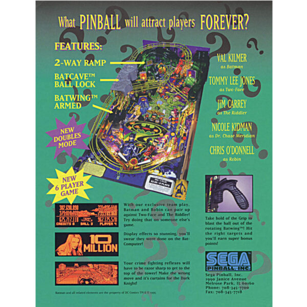 Batman Forever Pinball Flyer