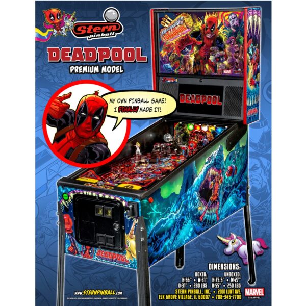 Deadpool Premium Stern Pinball Game Flyer Brochure Ad