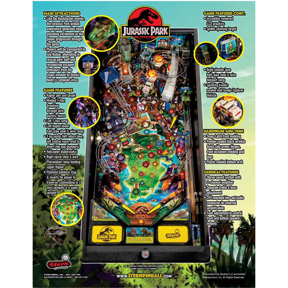 Jurassic Park Pro Pinball Machine Elite Home Gamerooms