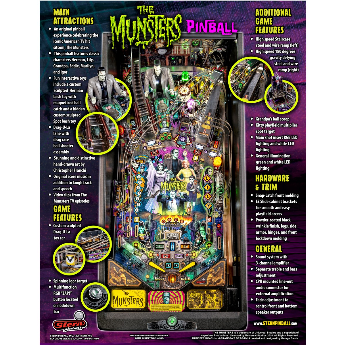 Munsters Pro Pinball Machine Elite Home Gamerooms