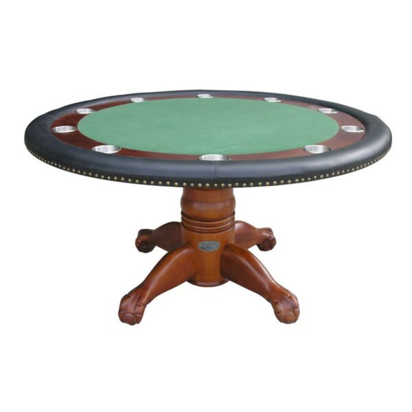 Round Poker Table 60 Inch Antique Walnut 600x600 - Round Poker Table – 60″ Antique Walnut