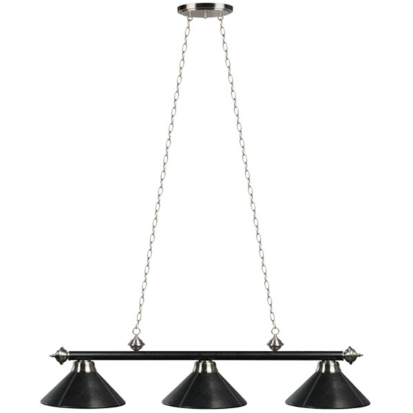 Three-Light Metal Billiard Light Fixture With Chain