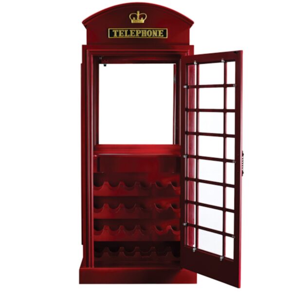 Old English Telephone Booth Home Bar Cabinet