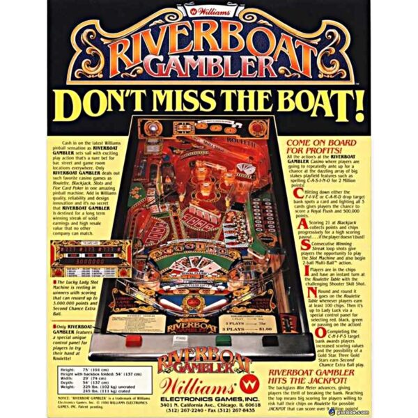 Riverboat Gambler Pinball Flyer