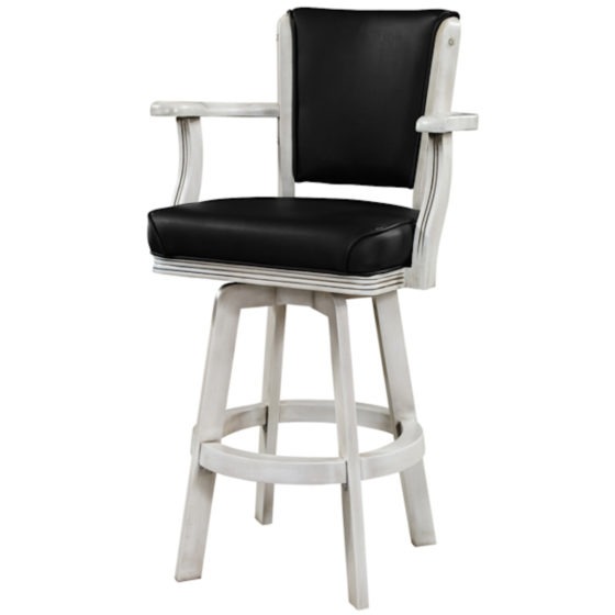 Swivel Bar Stool w/ Arms Antique White Elite Home Gamerooms