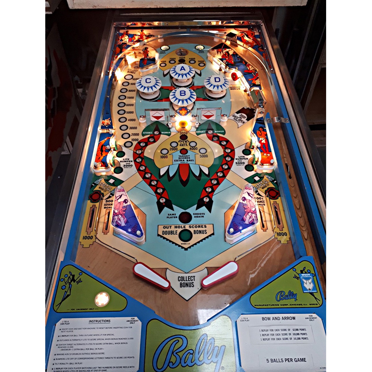 Bow and Arrow Pinball Machine Elite Home Gamerooms