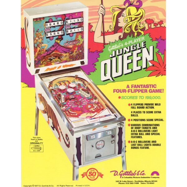 Jungle Queen Pinball Machine Flyer