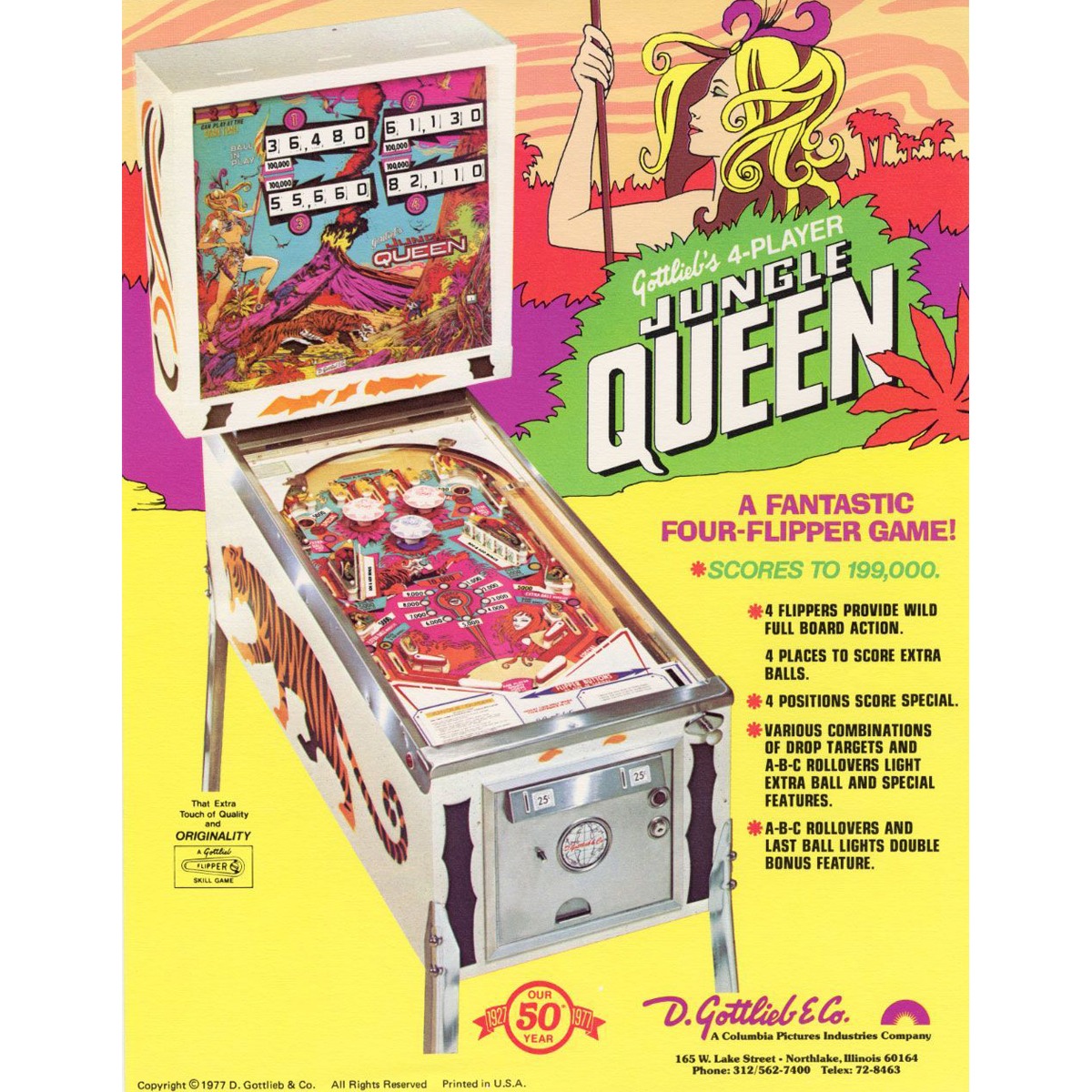Jungle Queen Pinball Machine Elite Home Gamerooms