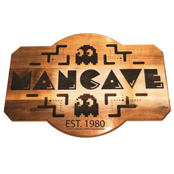 Pac-Man Cave Maple Wooden Plaque