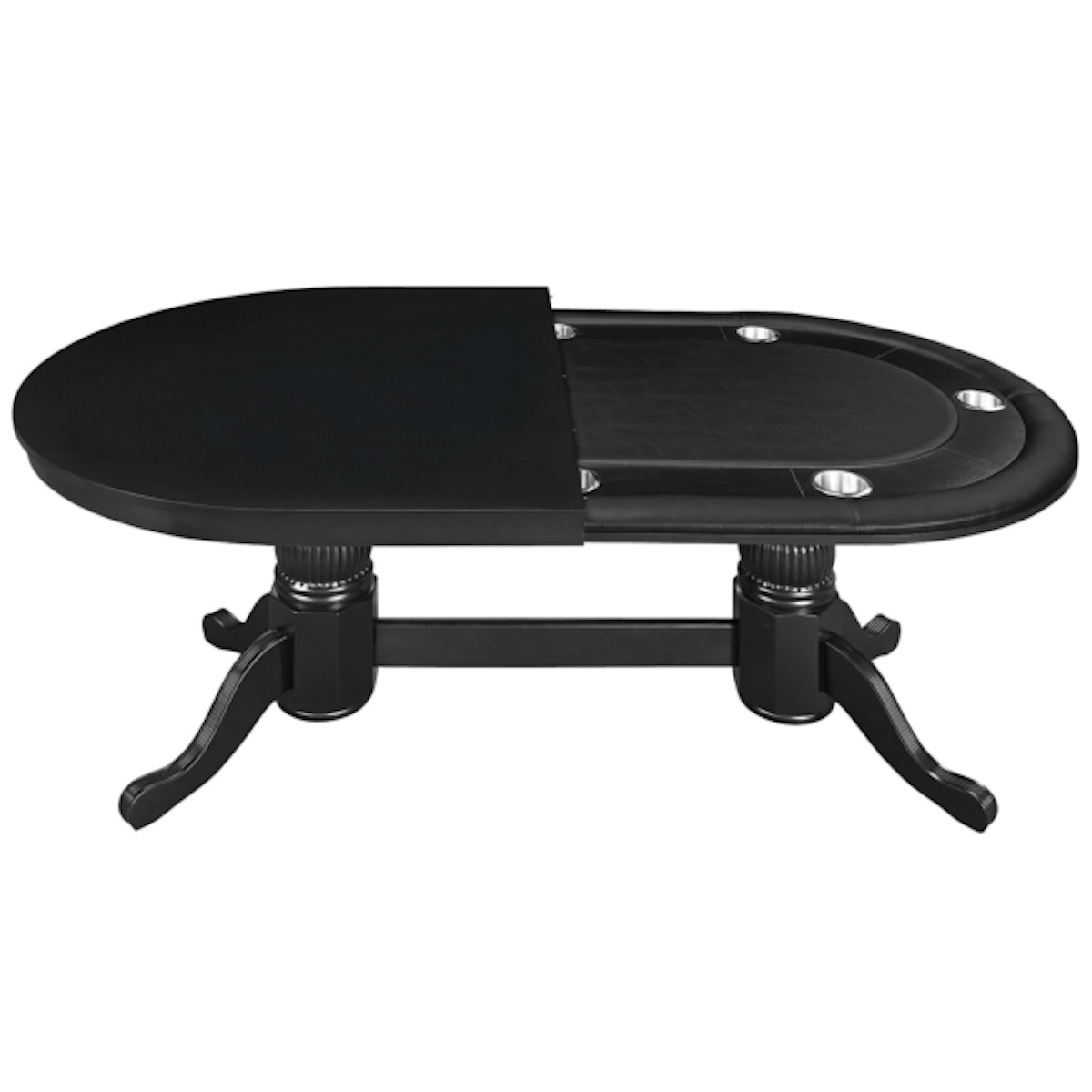 Texas Hold Em Poker Table with Dining Top Black Elite Home Gamerooms