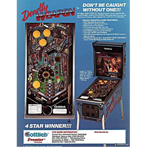 Deadly Weapon Pinball Machine Flyer