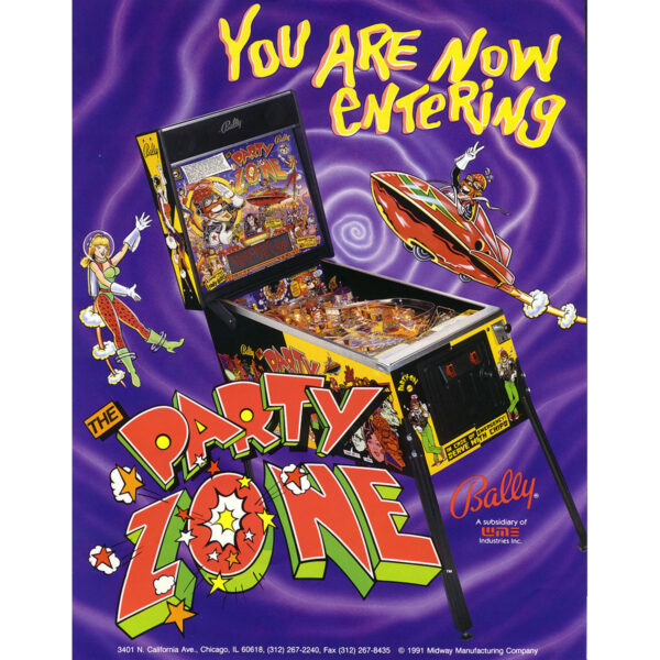 The Party Zone Pinball Machine Flyer