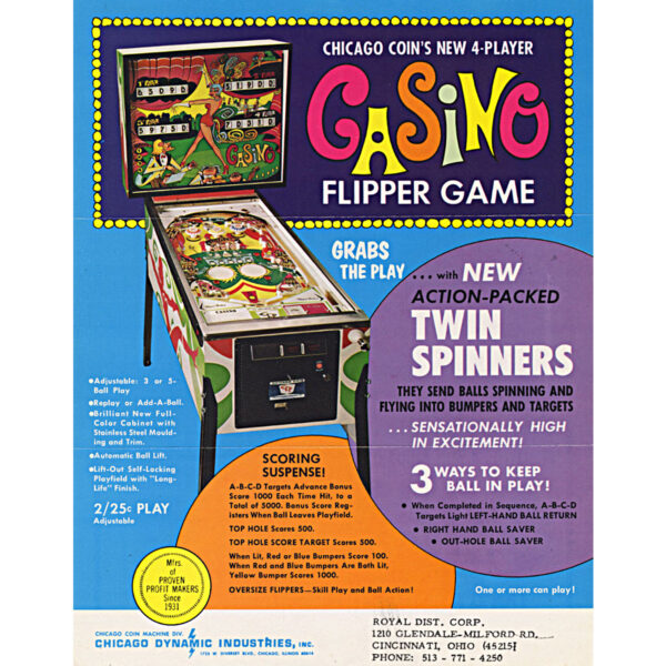 Casino Pinball Machine Flyer