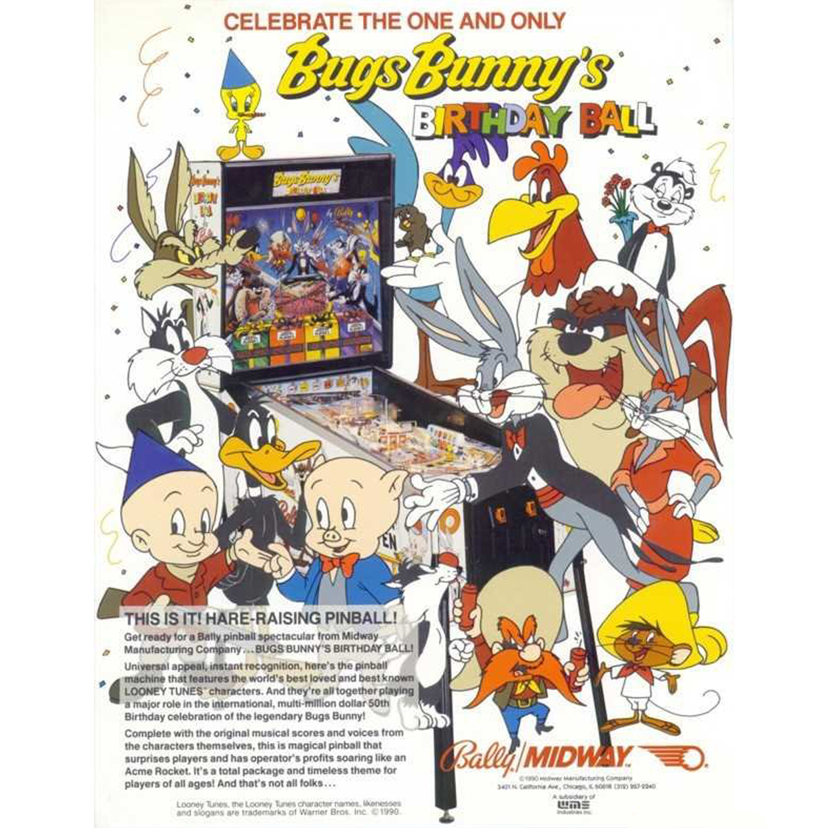 Bugs Bunny Birthday Ball Pinball Flyer