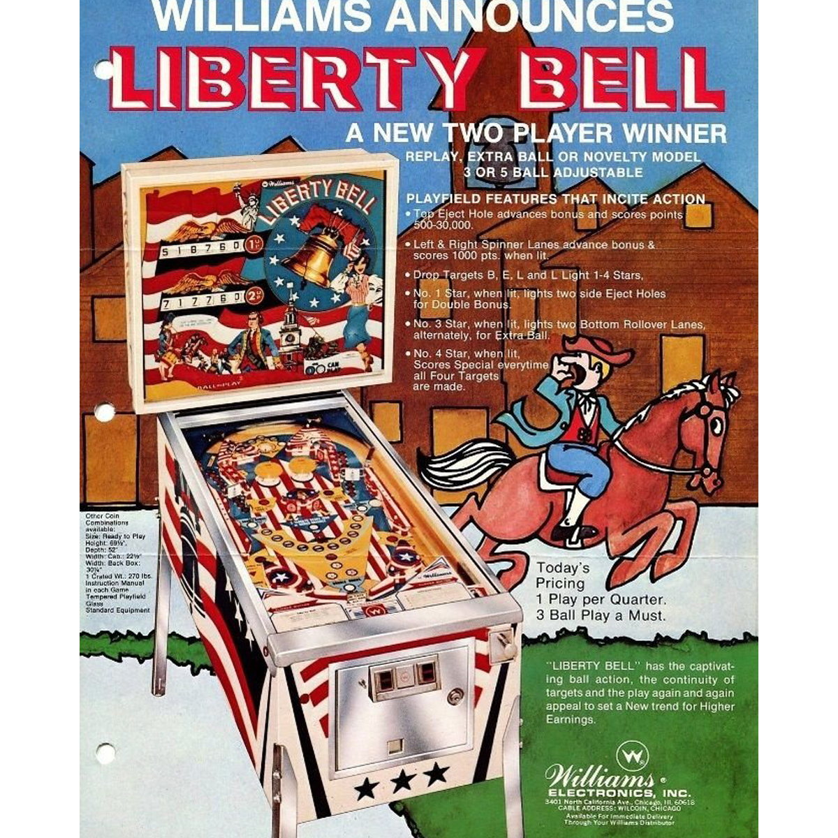 Liberty Bell Pinball Machine Flyer