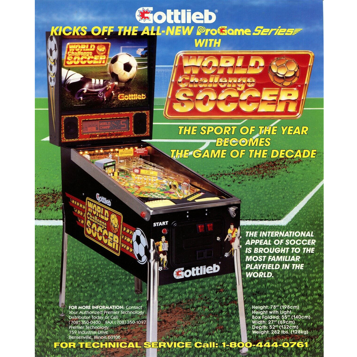 World Challenge Soccer Pinball Machine Flyer